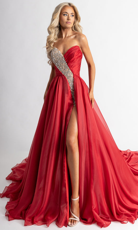Rachel Allan 50405 - Beaded Illusion Cutout Strapless Prom Gown