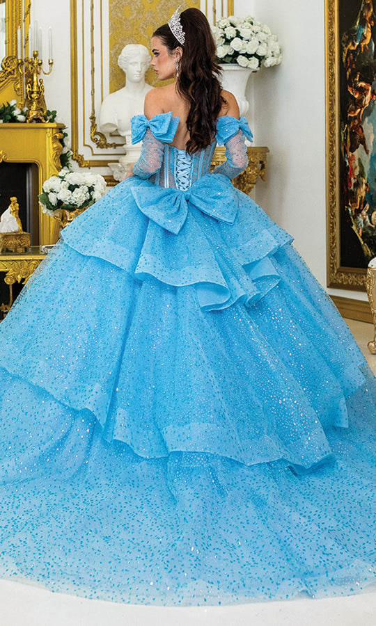 Dancing Queen 5044 - Bow Accent Glitter Princess Ballgown
