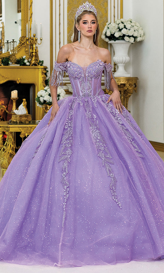 Dancing Queen 5045 - Glittered Floral Embroidered Ballgown