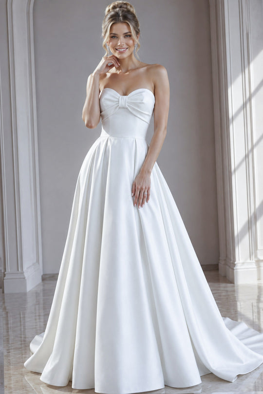 Jovani 50534 - Bow Accent Pleated A-Line Gown