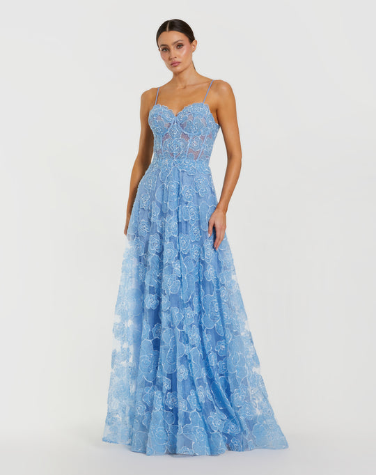 Mac Duggal 50735 - Sweetheart Floral Applique A-Line Long Dress