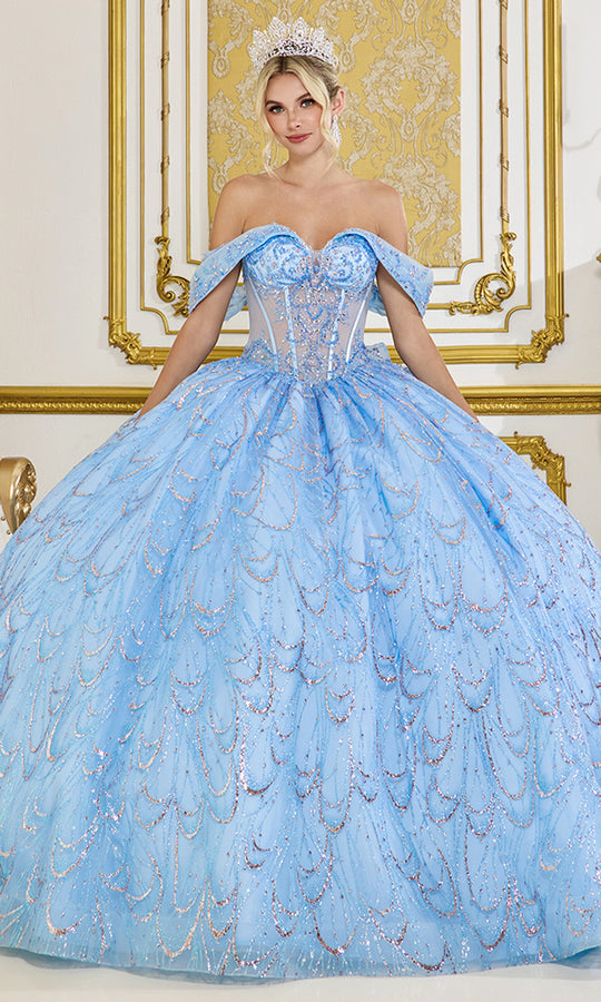 Dancing Queen 5076 - Scalloped Sequin Glitter Ballgown