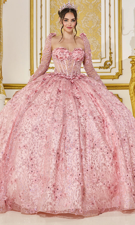 Dancing Queen 5077 - Glitter Tulle Floral Embroidered Ballgown