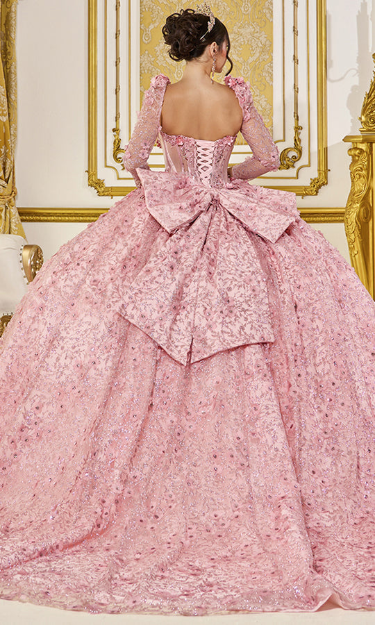 Dancing Queen 5077 - Glitter Tulle Floral Embroidered Ballgown