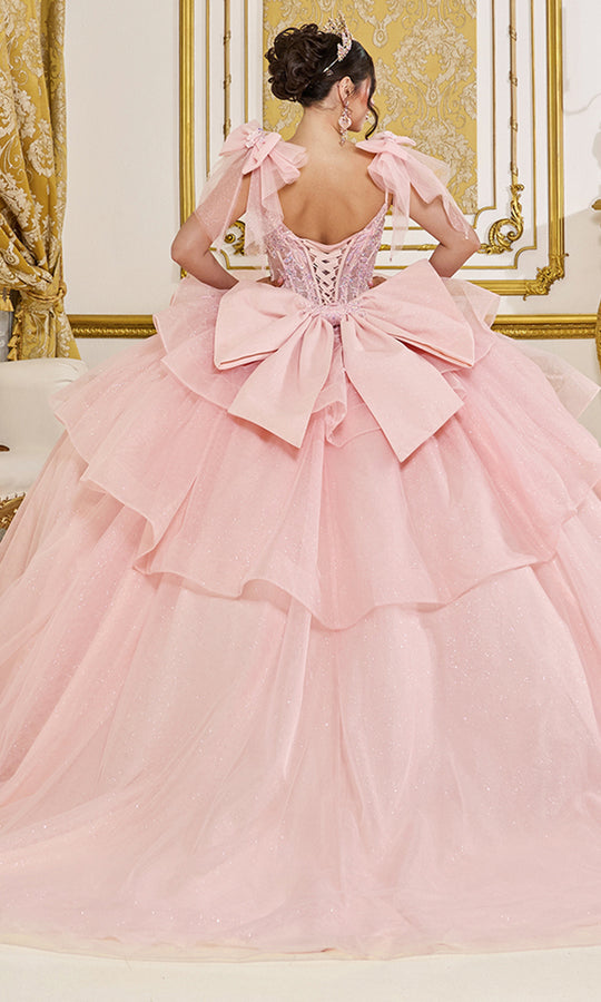 Dancing Queen 5079 - Ruffled Bow Layered Tulle Ballgown