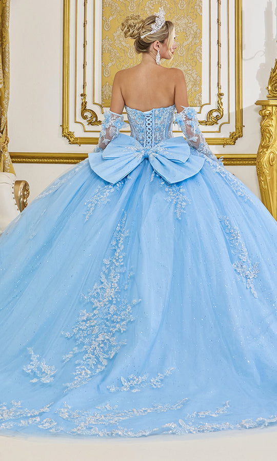 Dancing Queen 5081 - Strapless Corset Floral Appliques Ballgown