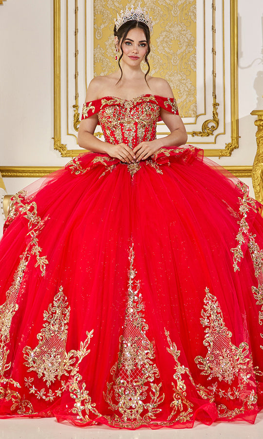 Dancing Queen 5086 - Regal Off Shoulder Embroidered Ballgown