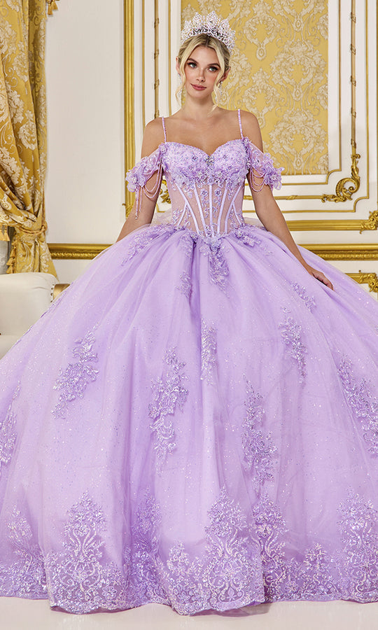 Dancing Queen 5093 - Floral Corset Lace Tulle Ballgown