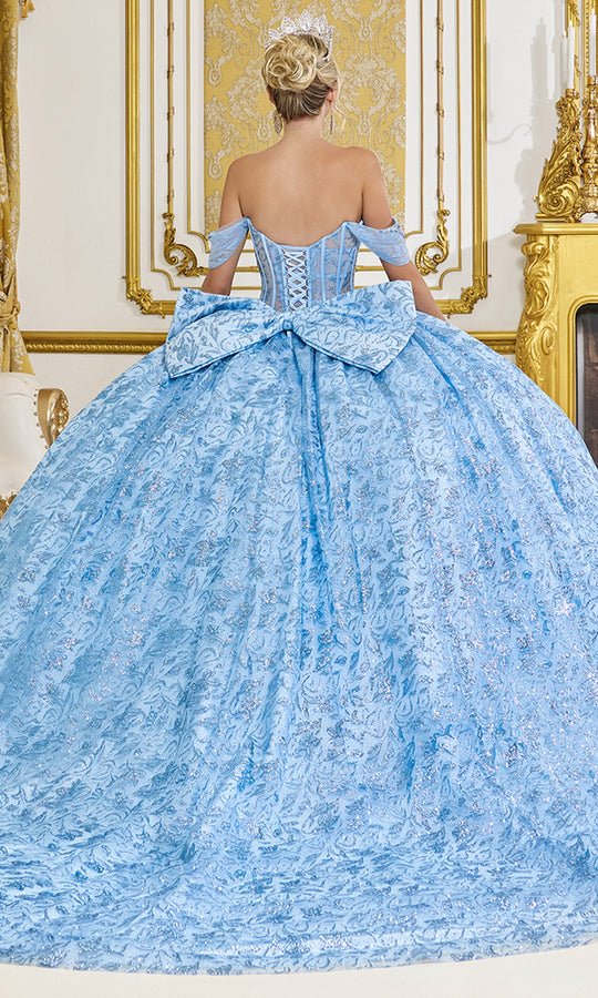 Dancing Queen 5095 - 3D Floral Lace Off-Shoulder Ballgown
