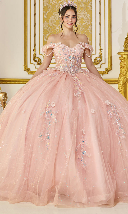 Dancing Queen 5096 - Sparkling Tulle Floral Applique Ballgown
