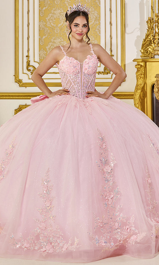 Dancing Queen 5119 - Sleeveless Floral Embellished Tulle Ballgown