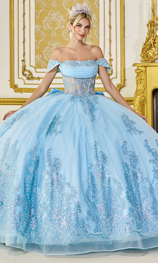 Dancing Queen 5123 - Regal Off Shoulder Sequin Applique Ballgown
