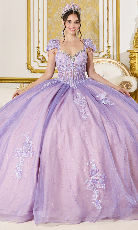 Dancing Queen 5126 - Butterfly Applique Tulle Ballgown with Bow Detail