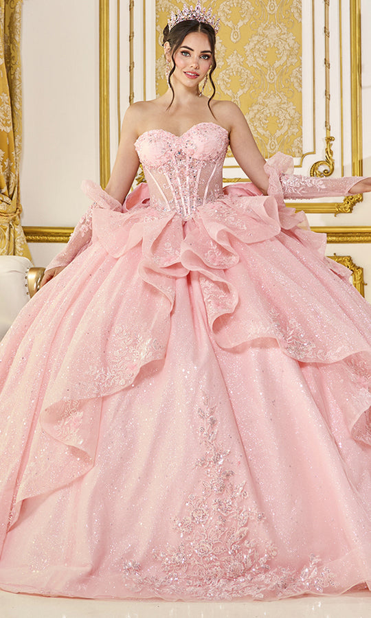 Dancing Queen 5152 - Glitter Embroidered Applique Ruffle Ballgown
