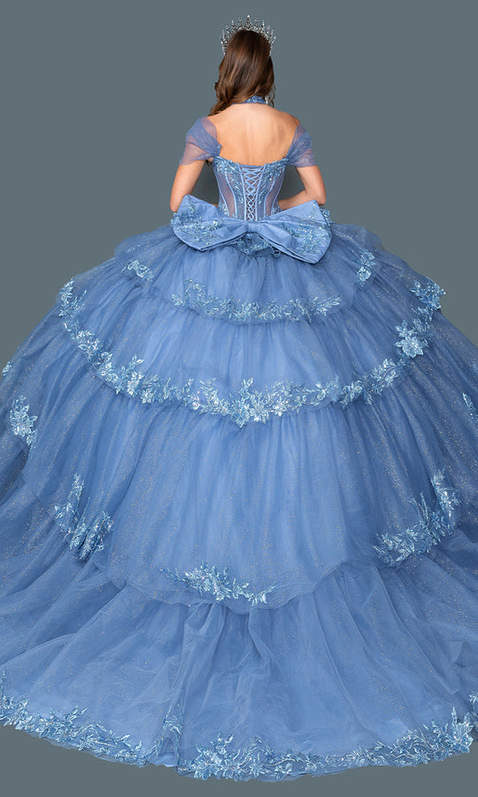 Dancing Queen 5156 - Off Shoulder Tiered Ballgown with Appliques