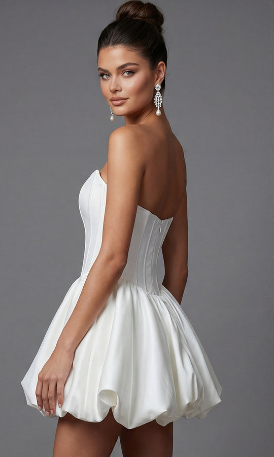 Jovani 51573 - Straight Neckline Taffeta Dress with Bubble Hem