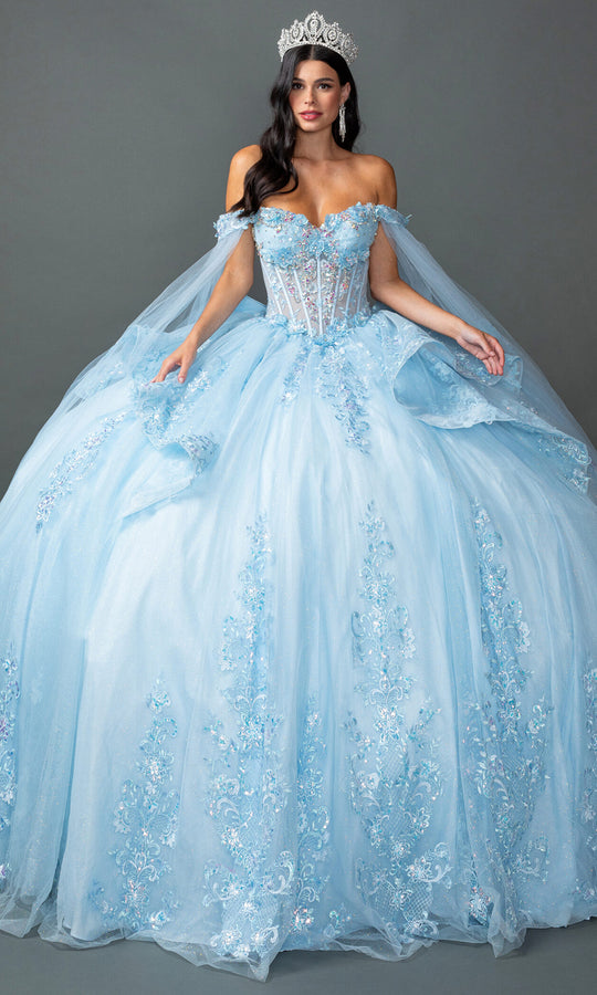 Dancing Queen 5158 - Embroidered Off Shoulder Royal Ballgown