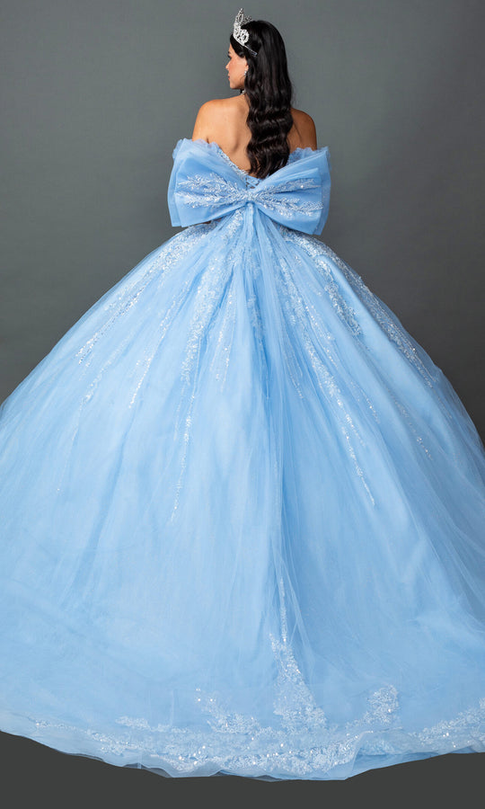 Dancing Queen 5160 - Oversized Bow Ruffle Sleeve Tulle Ballgown