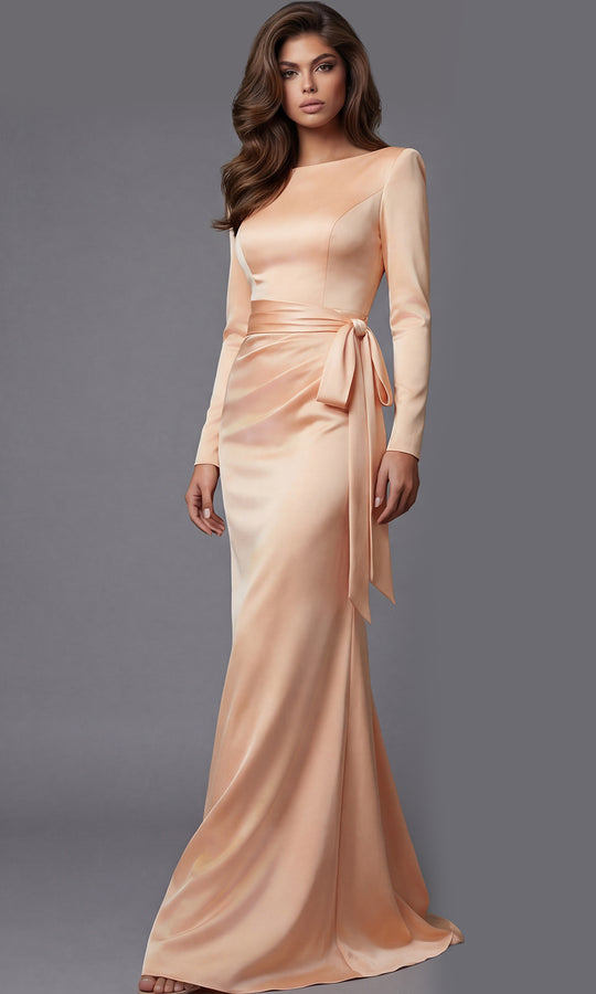 Jovani 51618 - Long Sleeve Bateau Evening Gown
