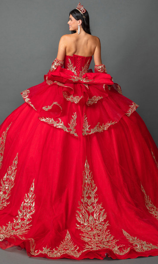 Dancing Queen 5161 - Sweetheart Applique Ballgown with Hooded Cape