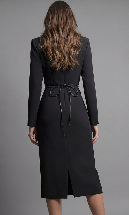 Jovani 51637 - Long Sleeve Sheath Dress with Floral Accent