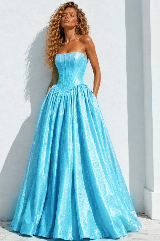 Jovani 51685 Textured Corset Strapless Dress