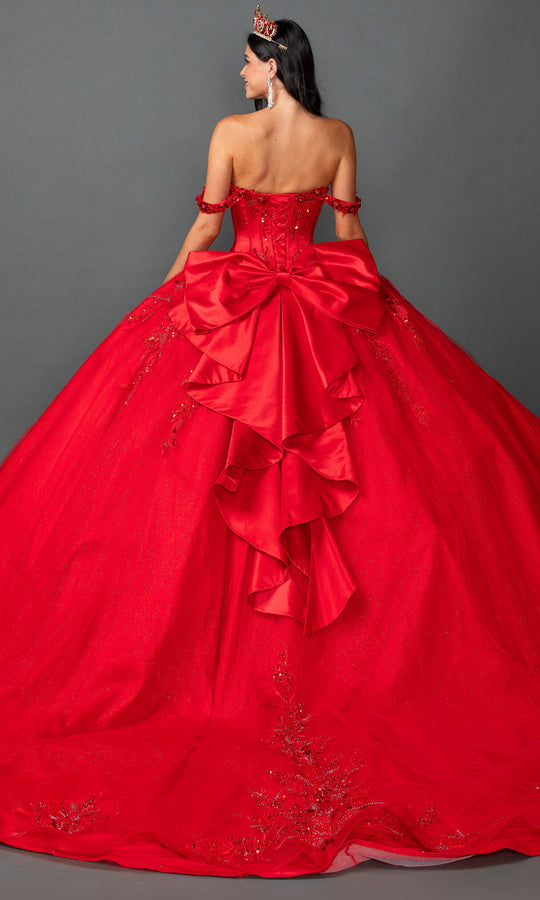 Dancing Queen 5168 - Off Shoulder Beaded Ballgown with Corset Bodice