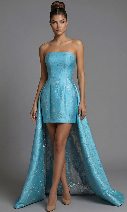 Jovani 51693 - Brocade Strapless High Low Mini Dress