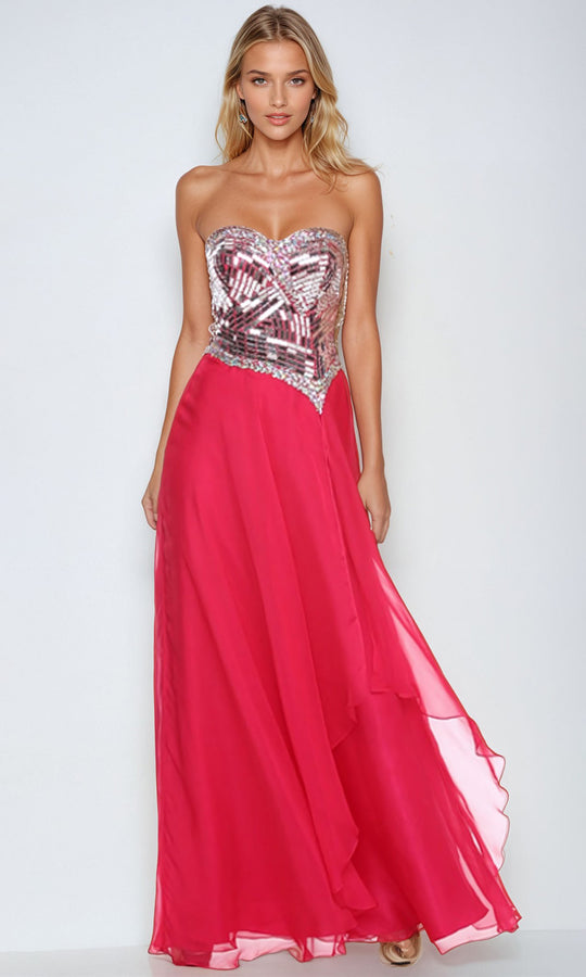 Juliet Dresses 543 - Strapless Sequined A-Line Gown
