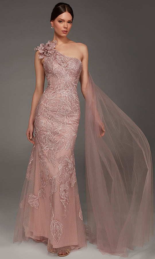 Alyce Paris 55000 - One Shoulder Embroidered Mermaid Gown