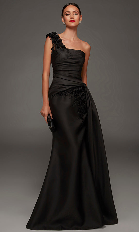 Alyce Paris 55030 - Asymmetric Textured Mikado Long Gown