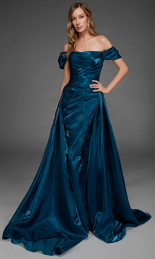 Alyce Paris 55034 - Off Shoulder Liquid Organza Gown with Overskirt