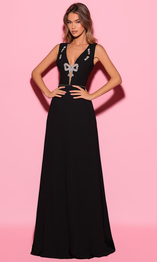 Tarik Ediz 55041 - Plunging V-Neck Crepe Prom Dress