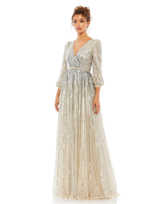 Mac Duggal - 5509 Bishop Sleeve Sequin A-Line Gown