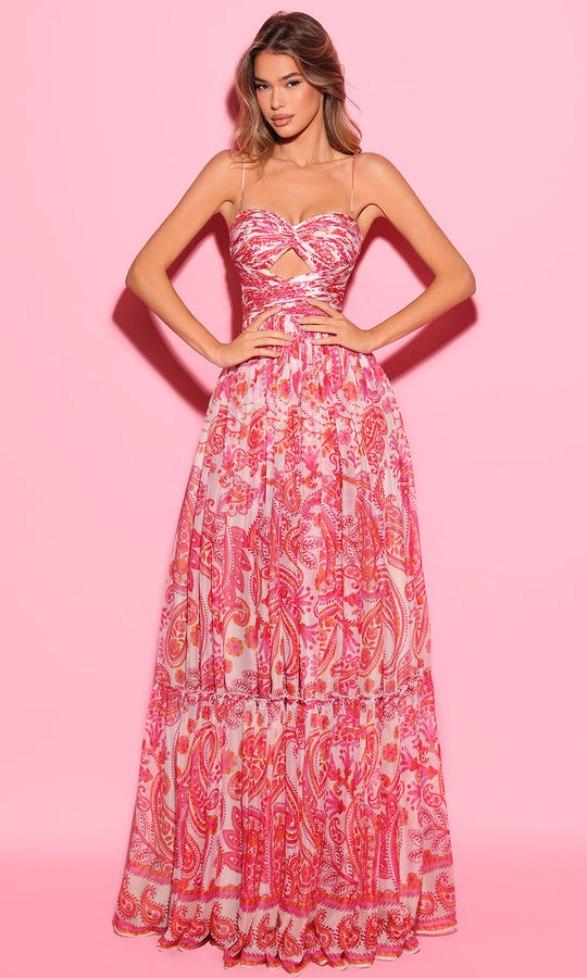 Tarik Ediz 55117 - Paisley Chiffon Sweetheart A-Line Gown