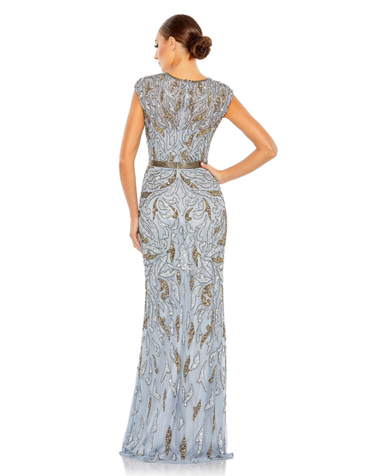 Mac Duggal 5532 - Bedazzled Cap Sleeve Evening Gown