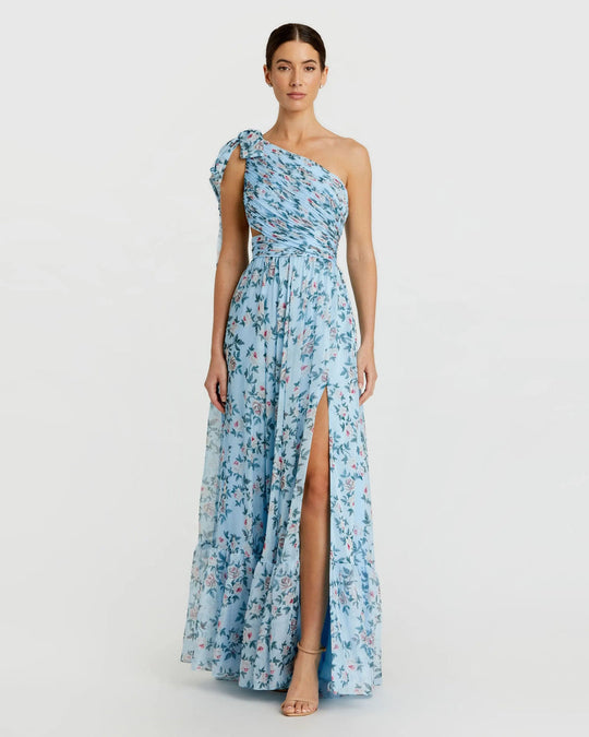 Ieena Duggal 56051 - Chiffon One Shoulder Floral Dress