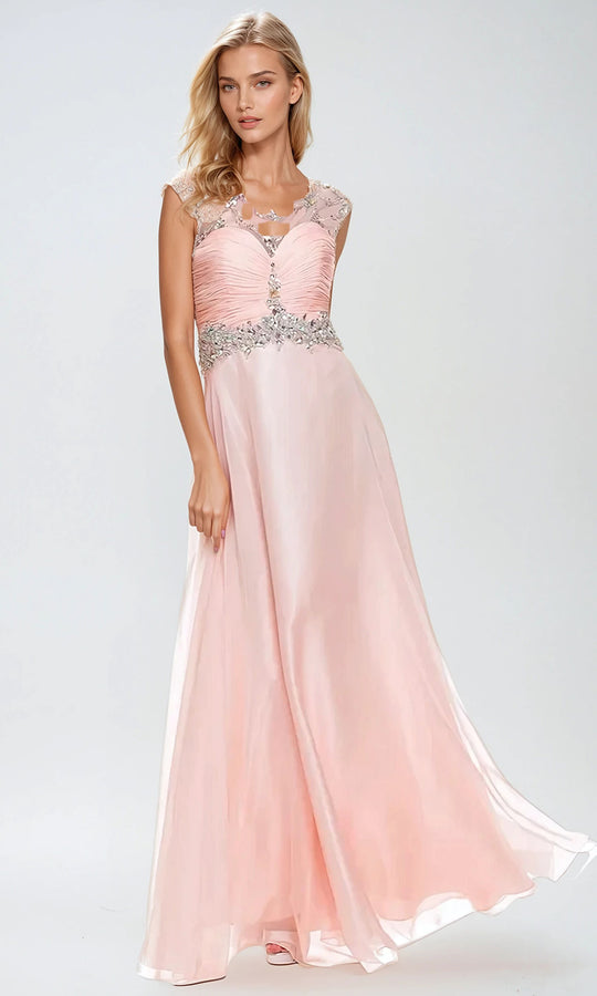 Juliet Dresses 560 - Illusion Neckline Embellished Gown