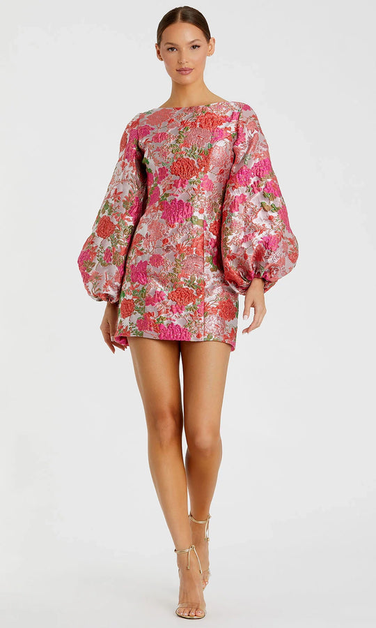 Ieena Duggal 56106 - Floral Brocade Balloon Sleeve Dress