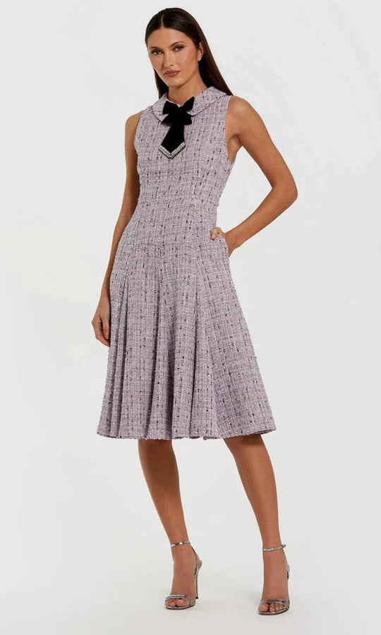 Mac Duggal 56175 - Sleeveless Boucle Dress with Velvet Bow