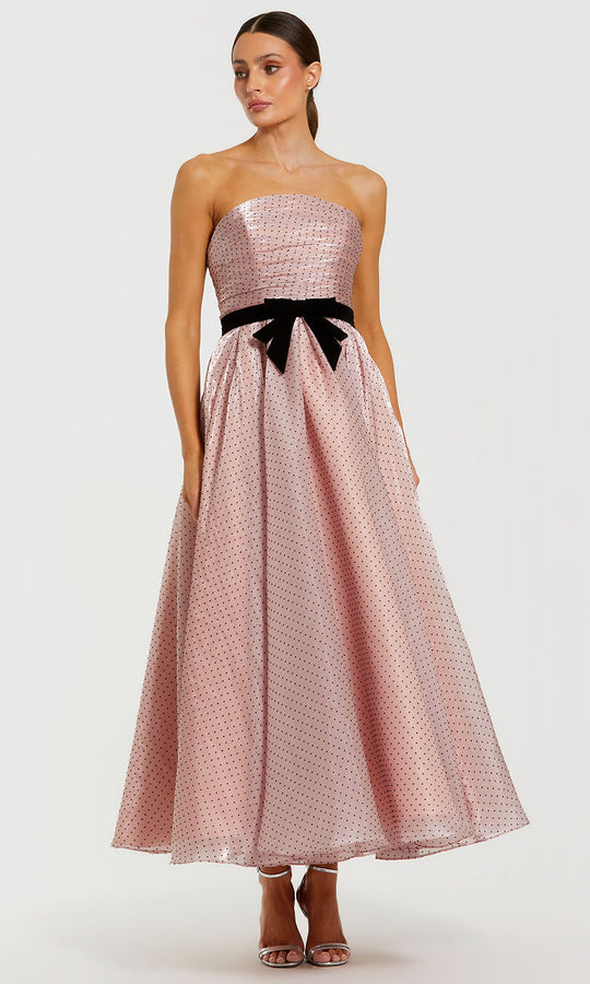 Mac Duggal 56184 - Polka Dot Bow Waistband Prom Dress