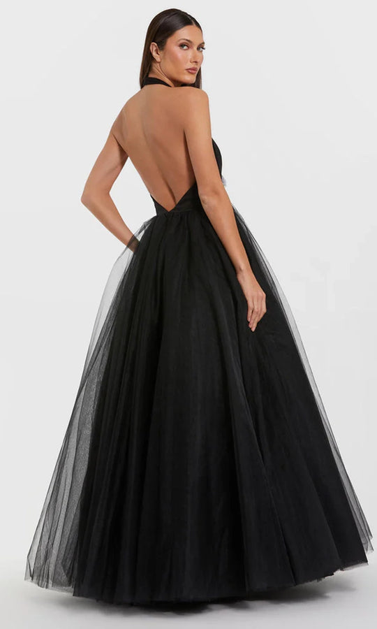 Ieena Duggal 56187 - Plunging Halter Ballgown with Rhinestone Accent
