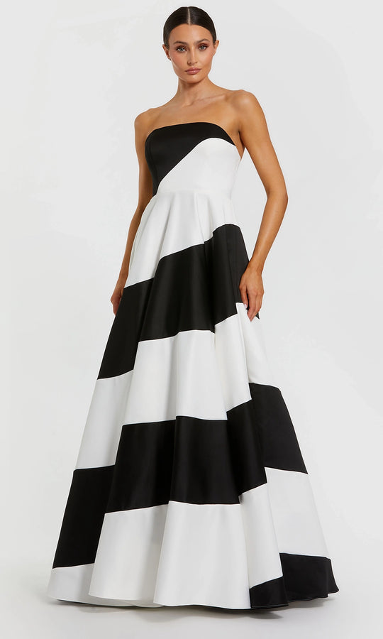 Ieena Duggal 56190 - Strapless Striped Satin Ballgown