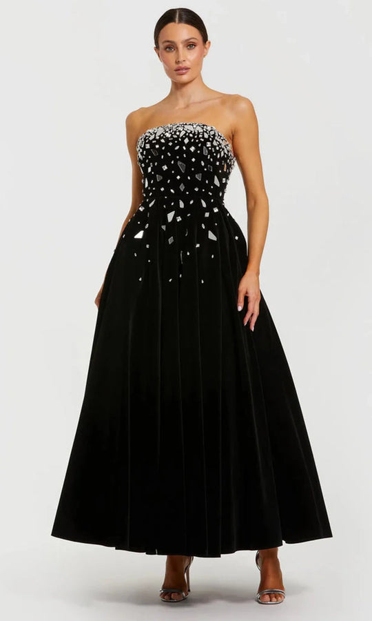 Ieena Duggal 56197 - Velvet A-Line Dress with Embellished Bodice