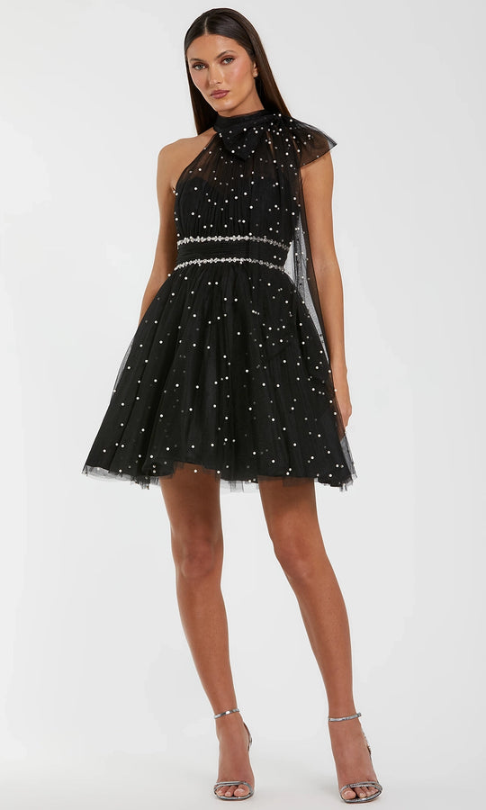 Ieena Duggal 56205 - Pearl Embellished A-Line Mini Dress