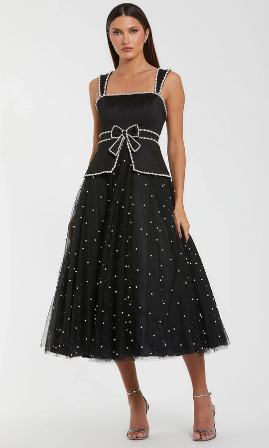 Ieena Duggal 56206 - Peplum Tulle Tea-Length Dress