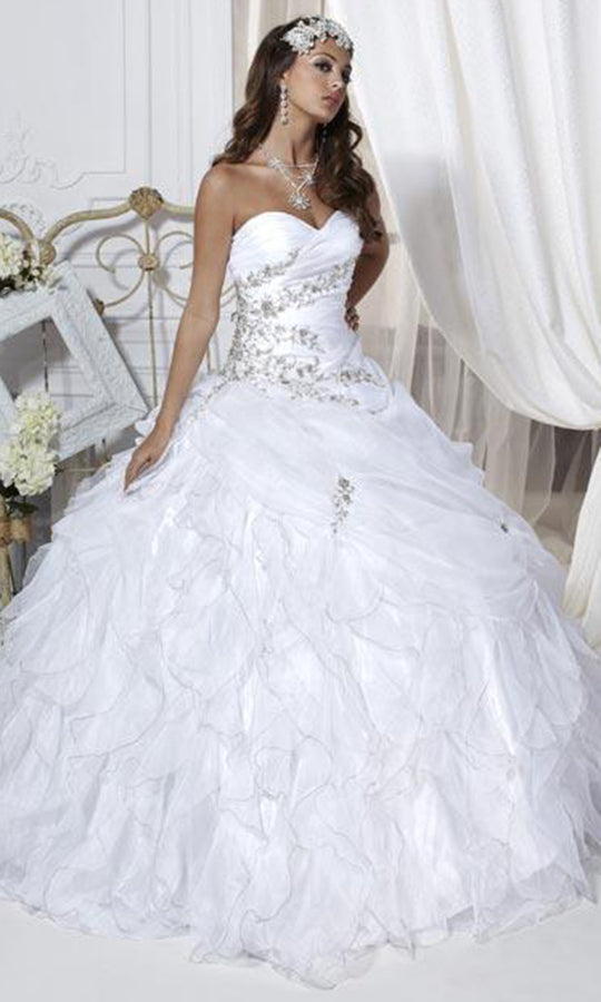 Tiffany Designs - 56219 Strapless Vine Detailed Ballgown