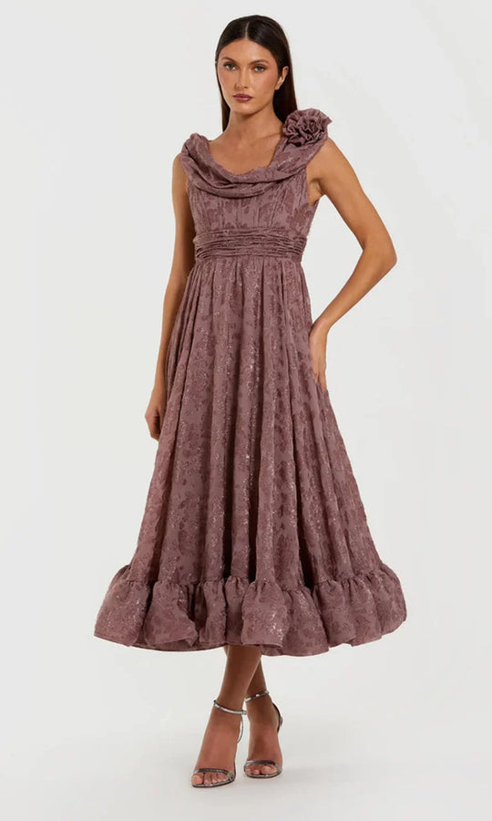 Ieena Duggal 56223 - Cowl Neck Ruffle Hem Evening Dress