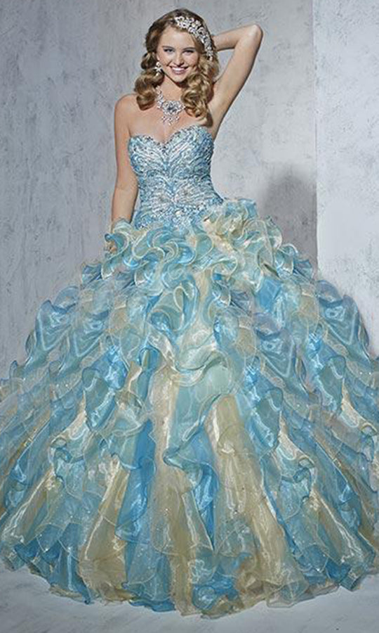 Tiffany Designs - 56251 Bedazzled Sweetheart Organza Ruffled Ballgown