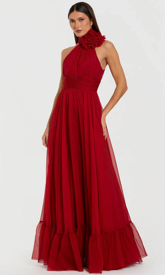 Ieena Duggal 56254 - Ruffled Hem High Halter Chiffon Gown